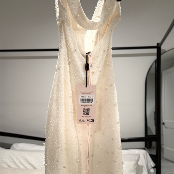 Oh Polly Cream Pearl Embellished Dress - Picture 3 of 8